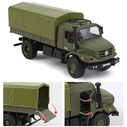 Caminhão Militar Verde – Miniatura 1:36 com Capota Removível
