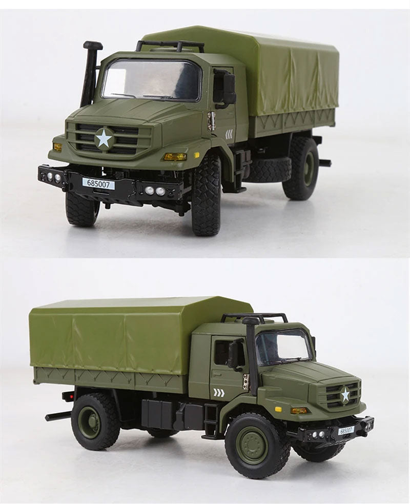 Caminhão Militar Verde – Miniatura 1:36 com Capota Removível