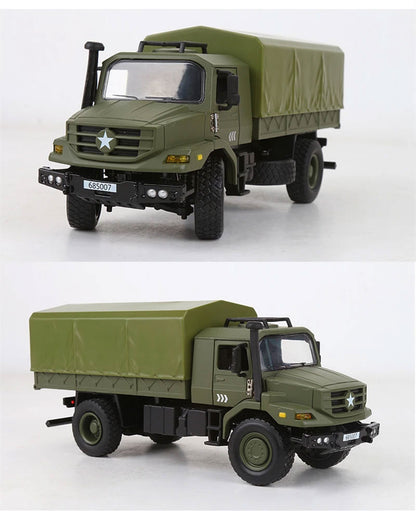 Caminhão Militar Verde – Miniatura 1:36 com Capota Removível