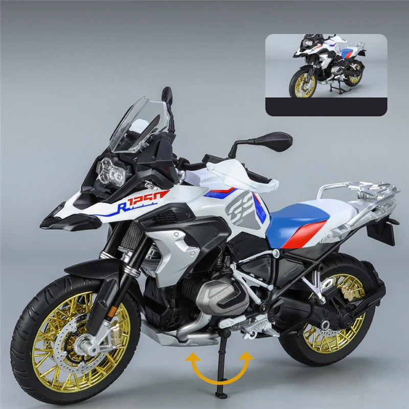 Miniatura Gigante de BMW R1250 GS ADV com Alforjes em Escala 1:9