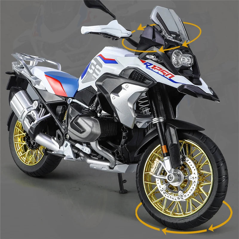 Miniatura Gigante de BMW R1250 GS ADV com Alforjes em Escala 1:9