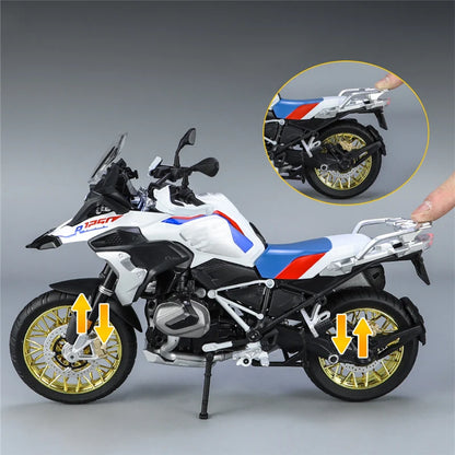 Miniatura Gigante de BMW R1250 GS ADV com Alforjes em Escala 1:9